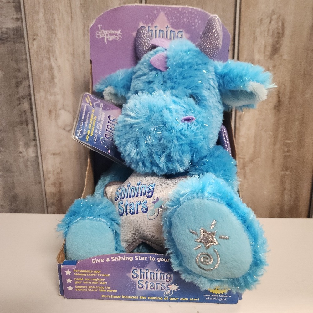 NEW Russ Shining Stars Dragon Plush W/Code 2006 Blue Retired Vintage *Video*